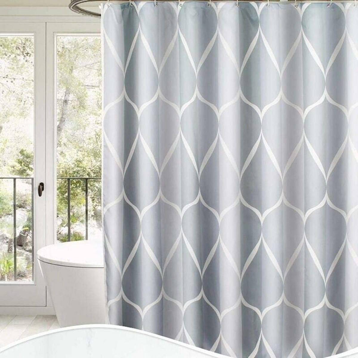 DUSCHVORHANG Grau Polyester schimmelresistent originell maschinenwaschbar mit Haken - Weiß, Textil (80/200cm) - MCBOSON