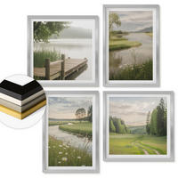 WANDBILDER 4er Set - 50x50 cm & 40x60 cm Silberner Rahmen - Sommerlandschaften Flusswiese - Silberfarben, Kunststoff (50/50cm) - ArtPrintCave