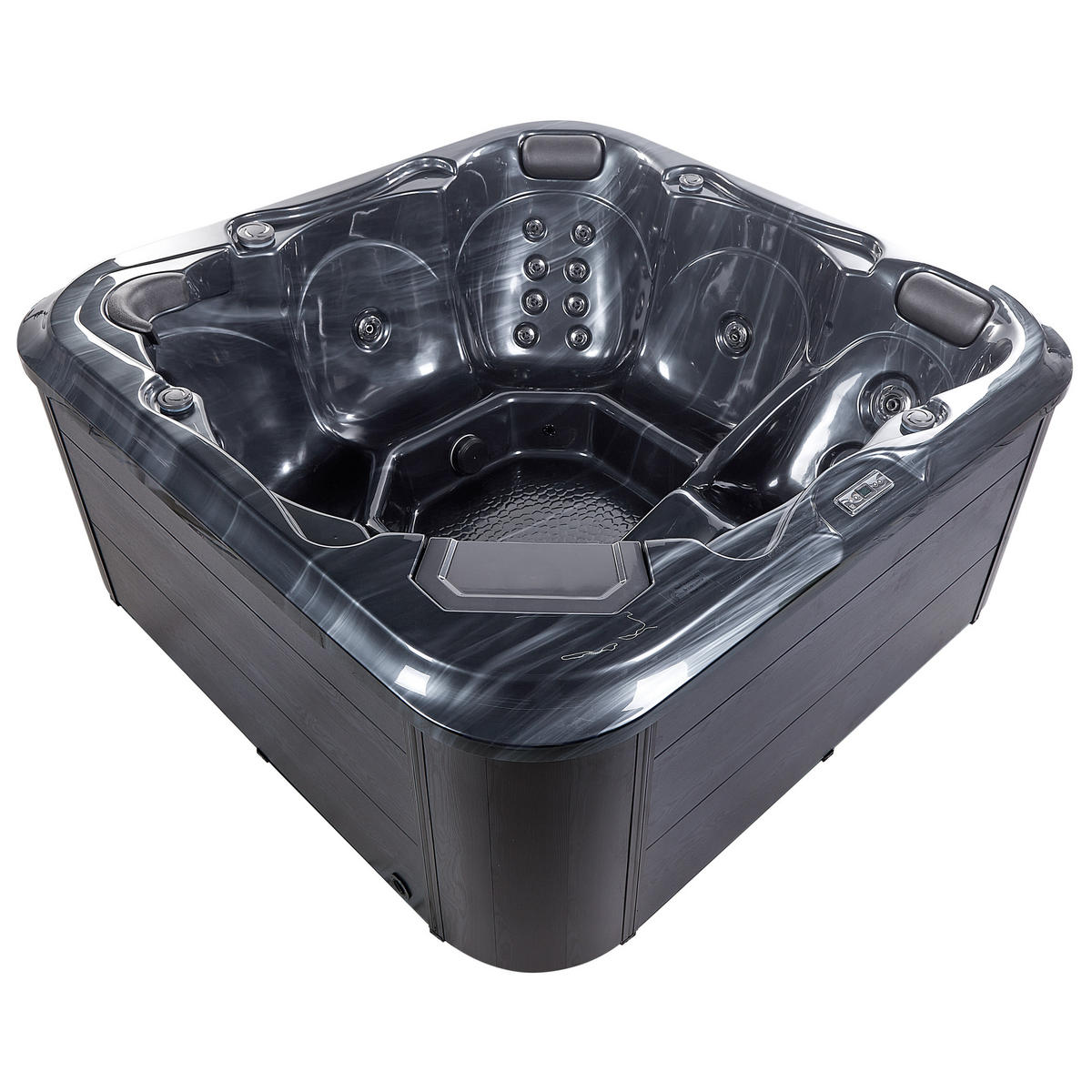 WHIRLPOOL 6-Sitzer Grau Tularosa - Silberfarben/Schwarz, Kunststoff (210/90/210cm) - Beliani