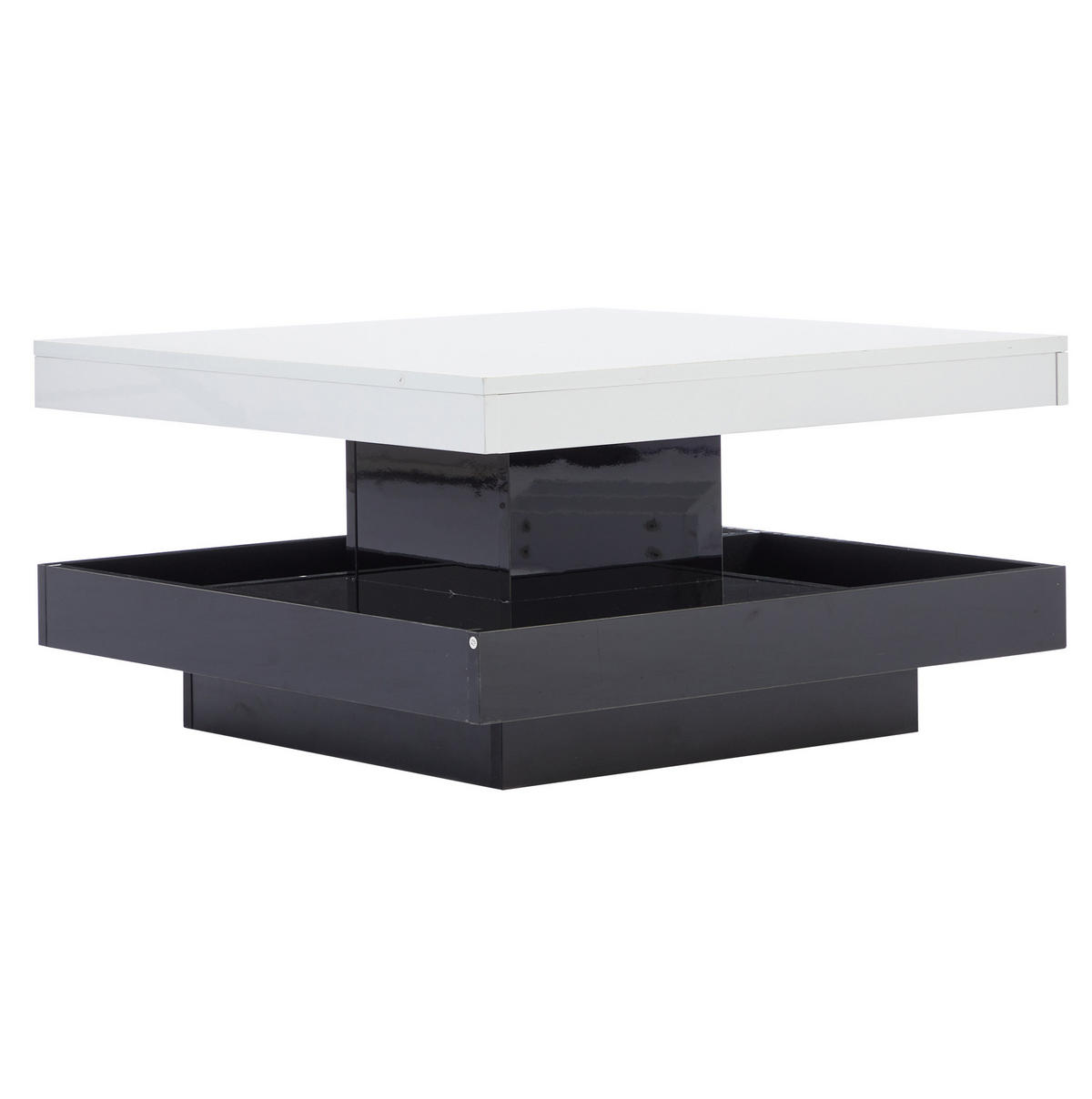 COUCHTISCH drehbar 70x70 cm Hochglanz Weiß Schwarz - Schwarz, Holzwerkstoff (70/70/36cm) - Meubliv