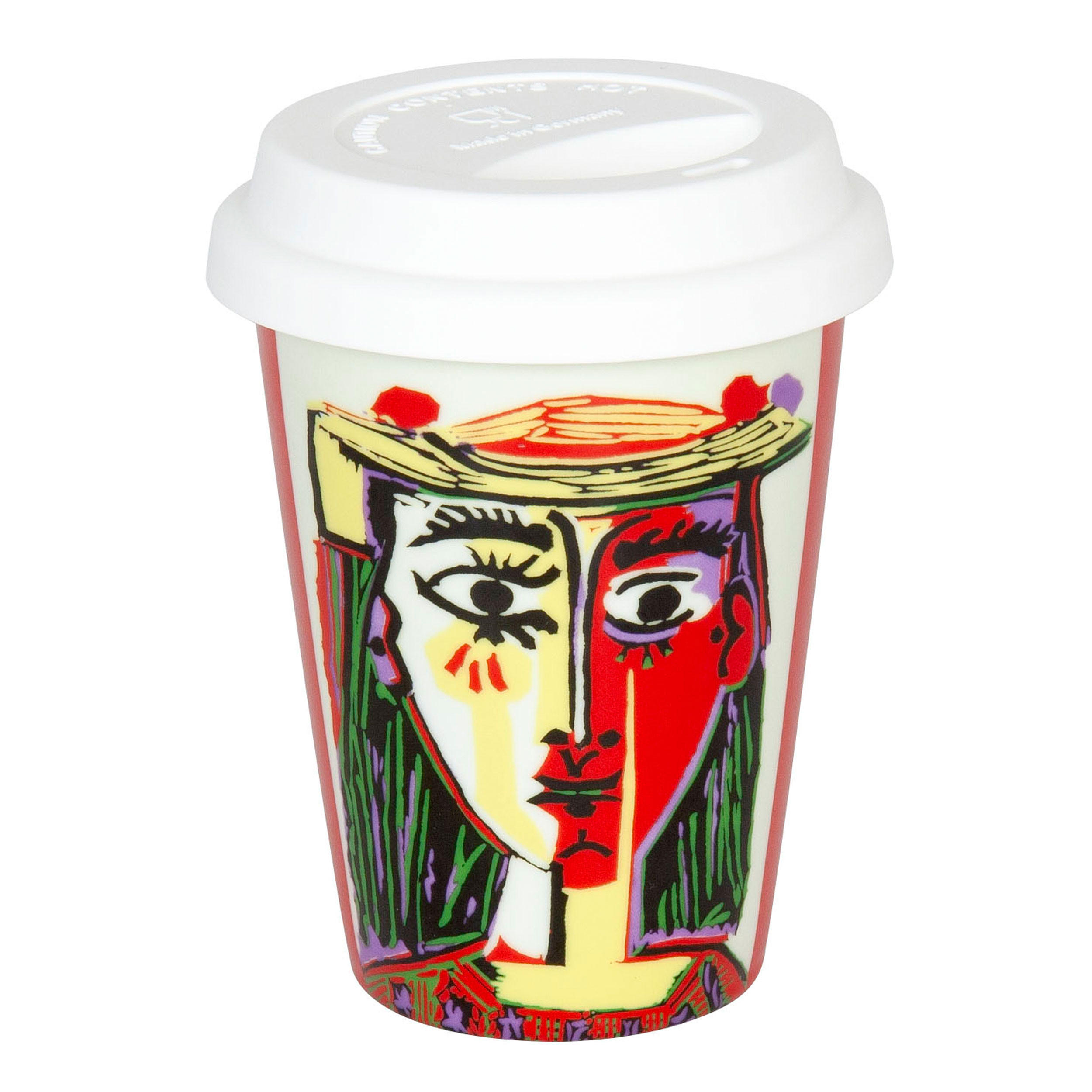 KAFFEEBECHER Picasso Femme Au Chapeau mit Deckel - Naturfarben, Keramik (0.38L) - Könitz