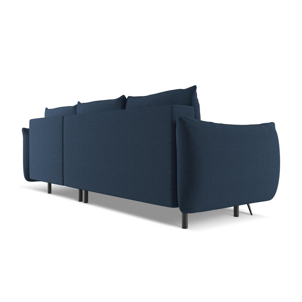 ECKSOFA mit Schlaffunktion Chenille Stoff Blau - Blau/Schwarz, Textil/Metall (242/162cm) - LaMiaSofa