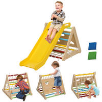 KLETTERDREIECK DE-18384 5-in-1 mit Rutsche und Kletternetz Natur - Multicolor, Holzwerkstoff (63/119cm) - ComfortXL