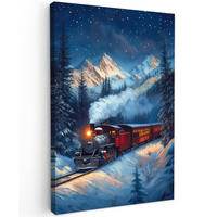 LEINWANDBILD Zug - Weihnachten - Schnee - Weihnachtszug 40x60 cm - Anthrazit, Textil (40/60cm) - MuchoWow