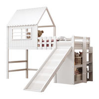 HOCHBETT 90/200 cm Weiß Dachboden-Design mit Rutsche und Stauraum - Weiß, Holz (90/200cm) - OKWISH