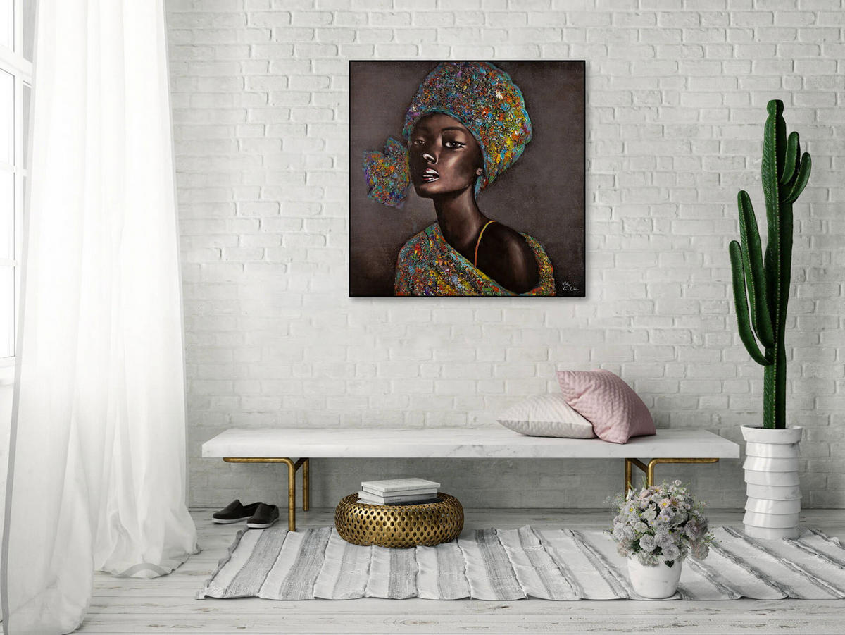 ACRYLBILD HANDGEMALT 80/80 cm - Braun, Holz/Textil (80/80cm) - KUNSTLOFT