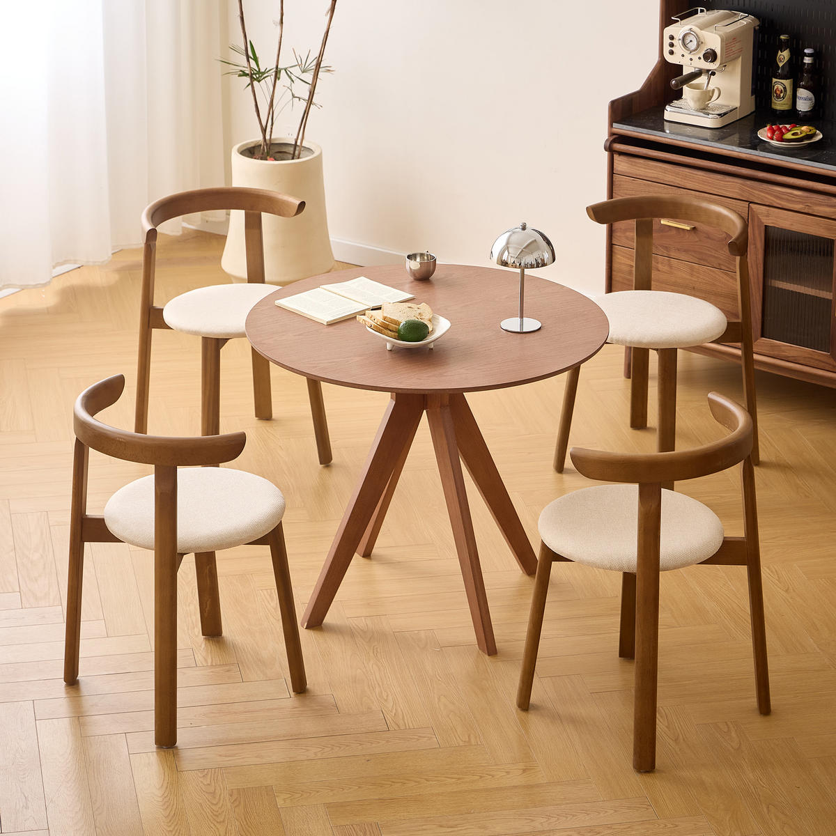 STUHL 2er-Set dunklem Holz Beige - Braun, Holz (51/75/49cm) - Nordlys
