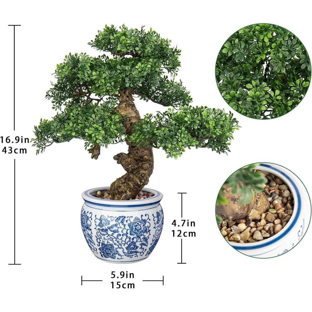 KUNSTBONSAI mit Keramiktopf Höhe 43cm - Multicolor, Keramik (43cm)
