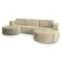 ROHOVÁ SEDAČKA VEZZO krémová - šedá/krémová, dřevo/textil (347/174cm) - MASSENO