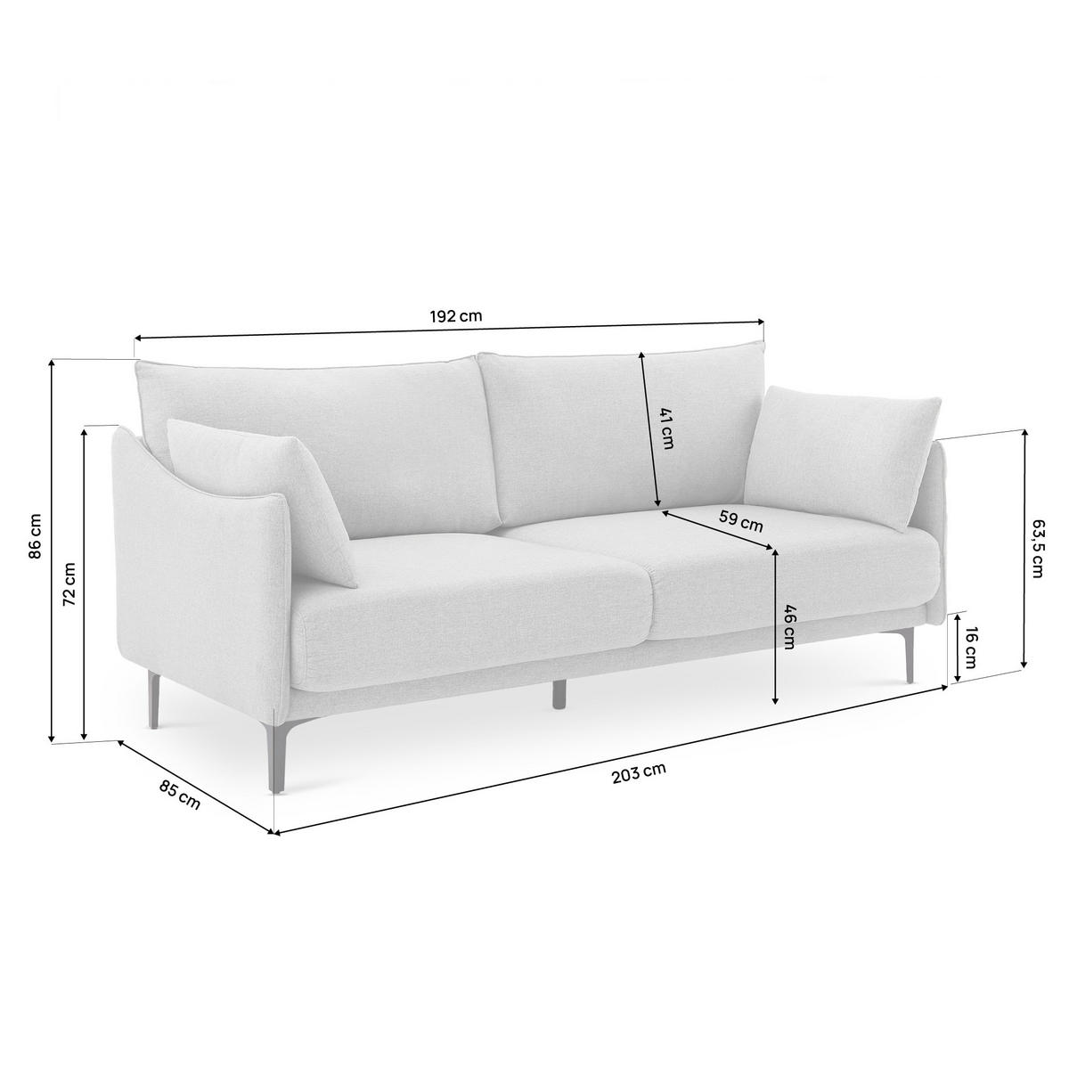 3-SITZER-SOFA Sasha Industrielles aus hellgrauem Stoff - Dunkelgrau/Hellgrau, Holzwerkstoff/Textil (203/86/85cm) - Sicaan