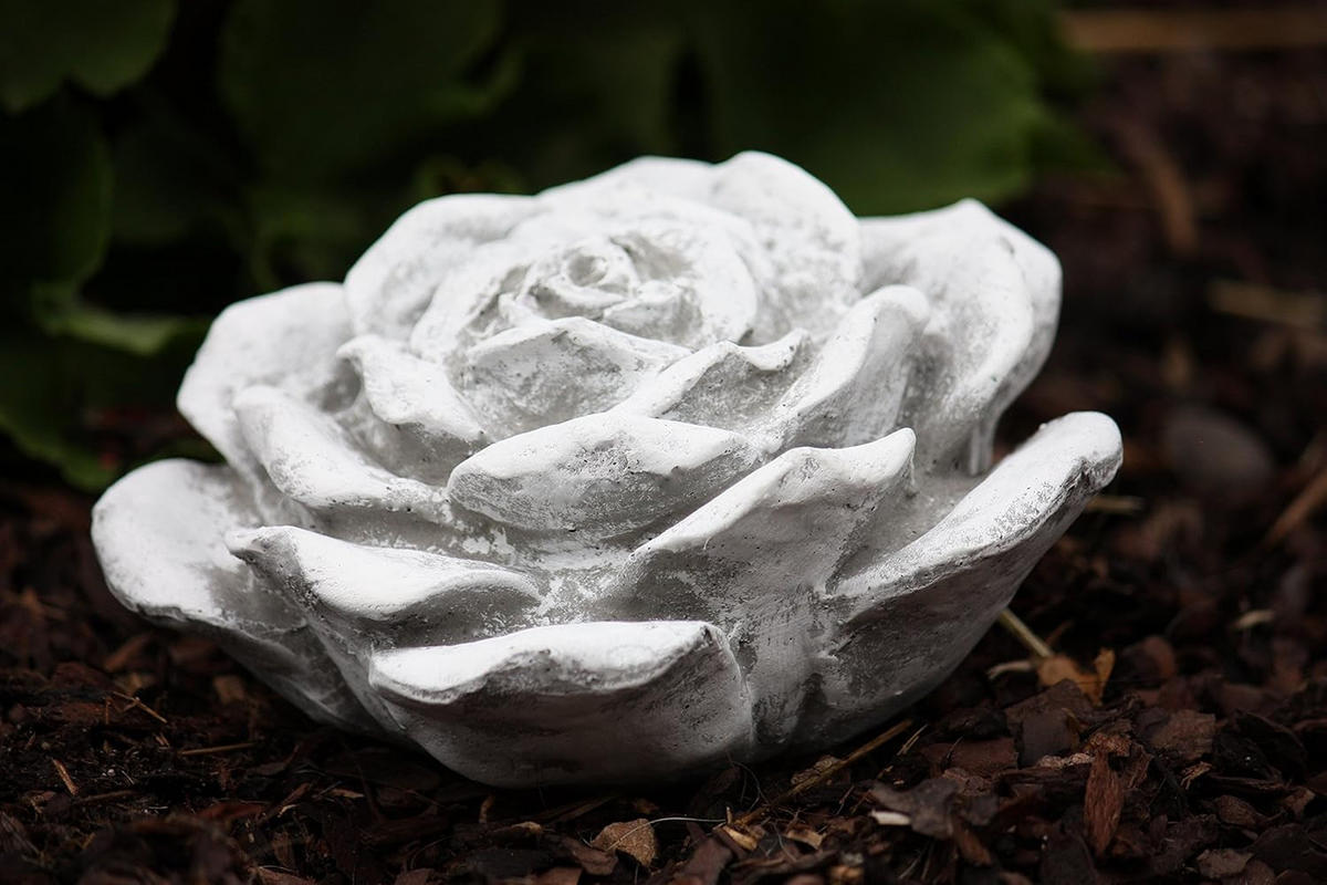 STEINFIGUR Stein Blüte groß, Frostfest, massiver Steinguss - Grau, Stein (15/8/15cm) - stoneandstyle