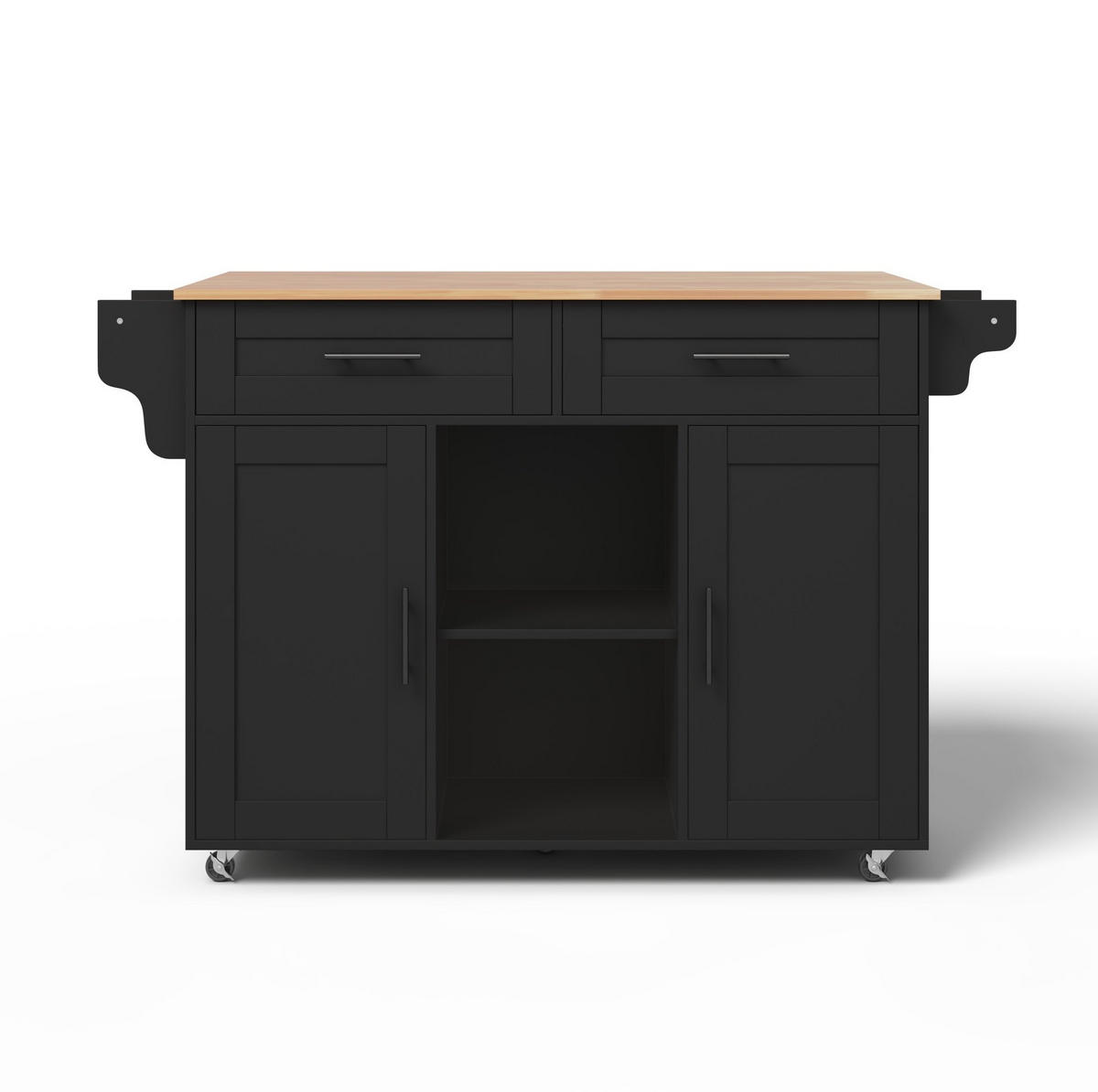 KÜCHENINSEL 145/70/94,5 cm aus MDF mit klappbarer Arbeitsplatte Schwarz - Schwarz, Holzwerkstoff (145/94.5/70cm) - Modenvie