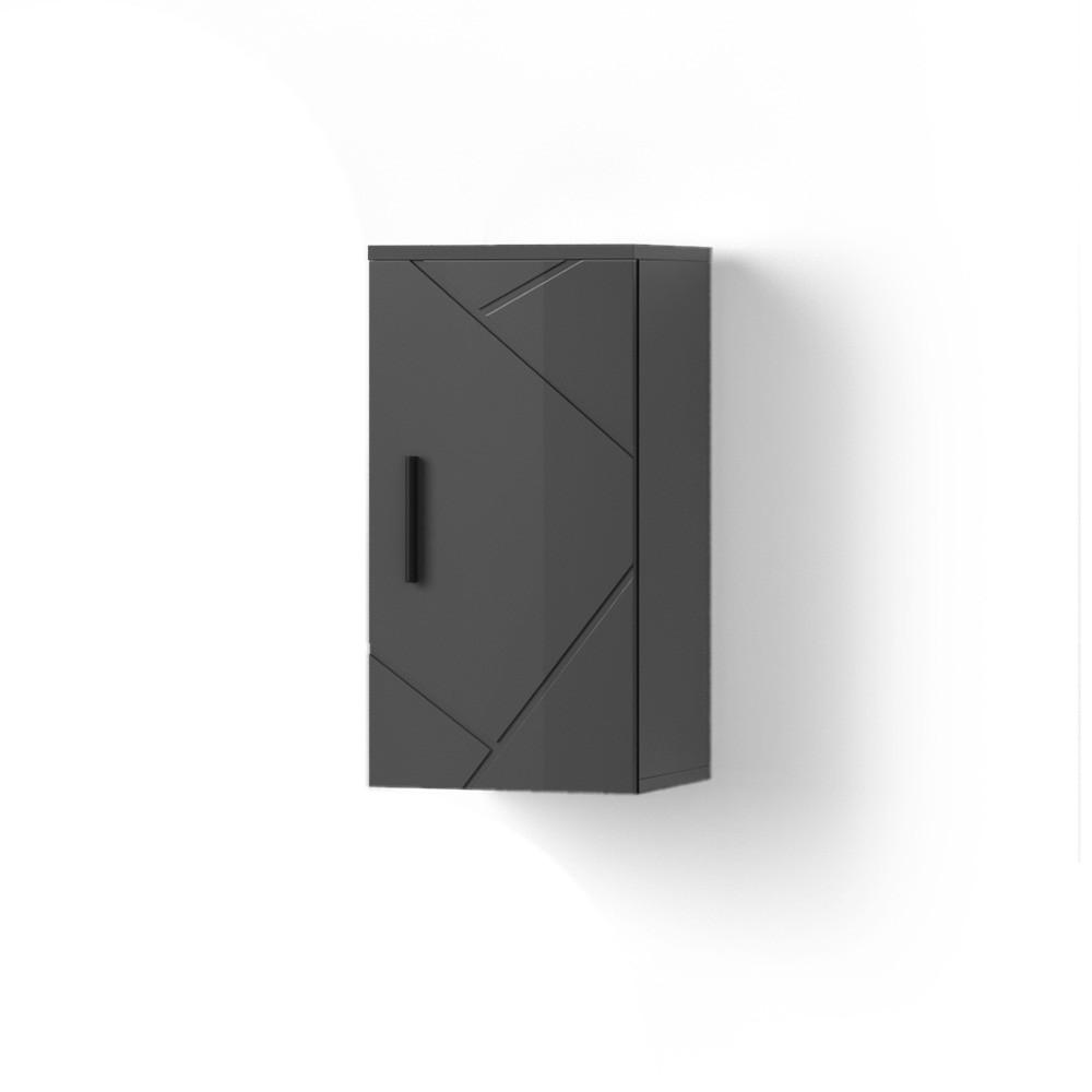 BADSCHRANK Ronco Anthrazit Hochglanz 30 x 59 cm - Schwarz Hochglanz, Holzwerkstoff (30/59/24cm) - Livinity®