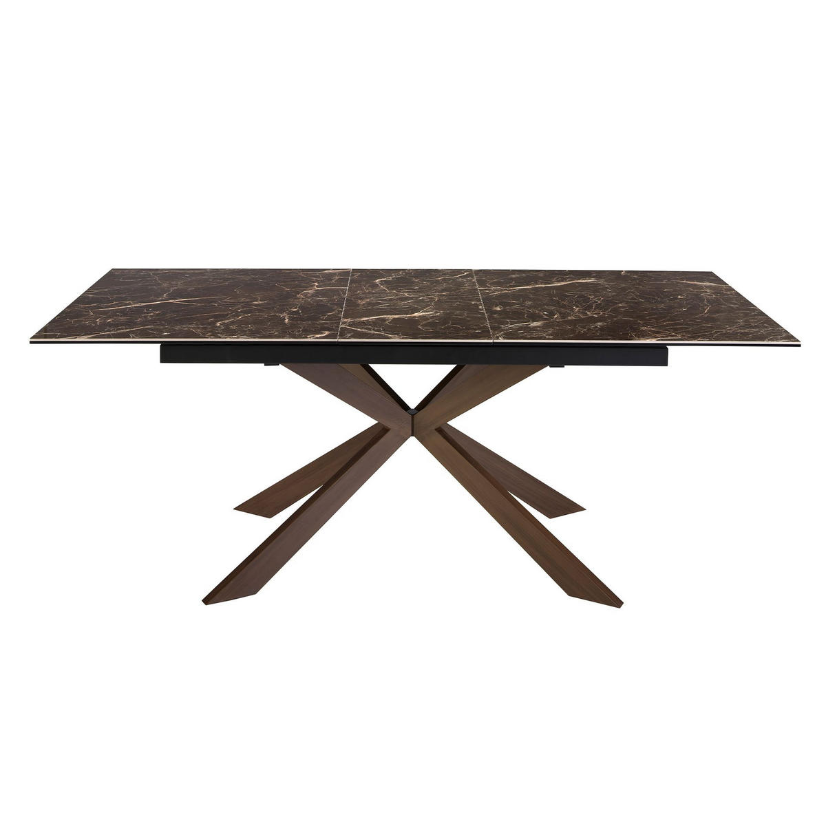 ESSTISCH Ausziehbarer Esstisch Rechteckig porzellanmarmor aus Stahl in Walnussoptik 160/90/76 cm - Walnussfarben/Braun, Stein (90/160/76cm) - ANGEL CERDA