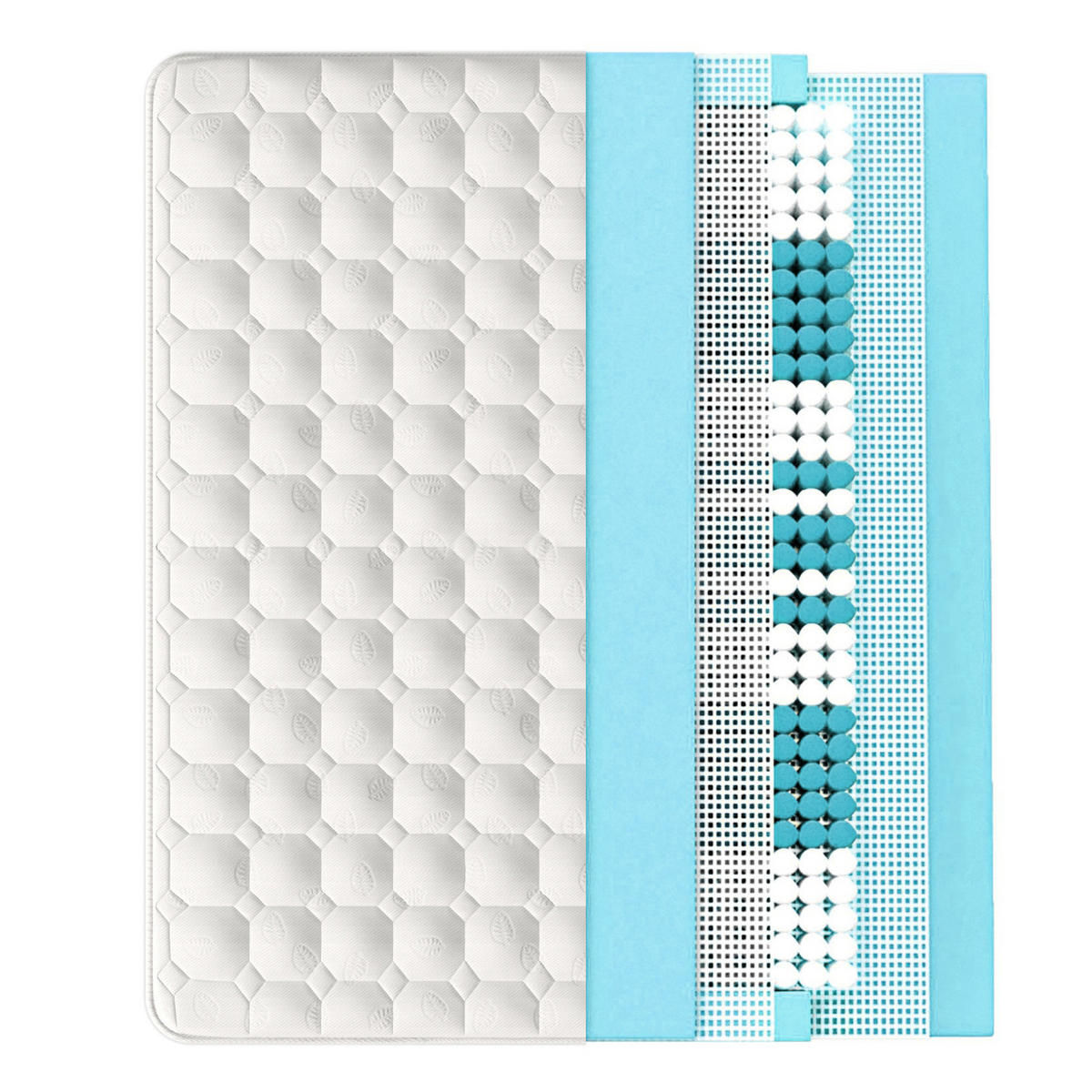 FEDERKERNMATRATZE 140x200 cm – 7 Zonen Taschenfederkern & Kaltschaum, H3, 25 cm hoch, OEKO-TEX®, Mikrofaserbezug - Weiß, Textil - Ej. Life