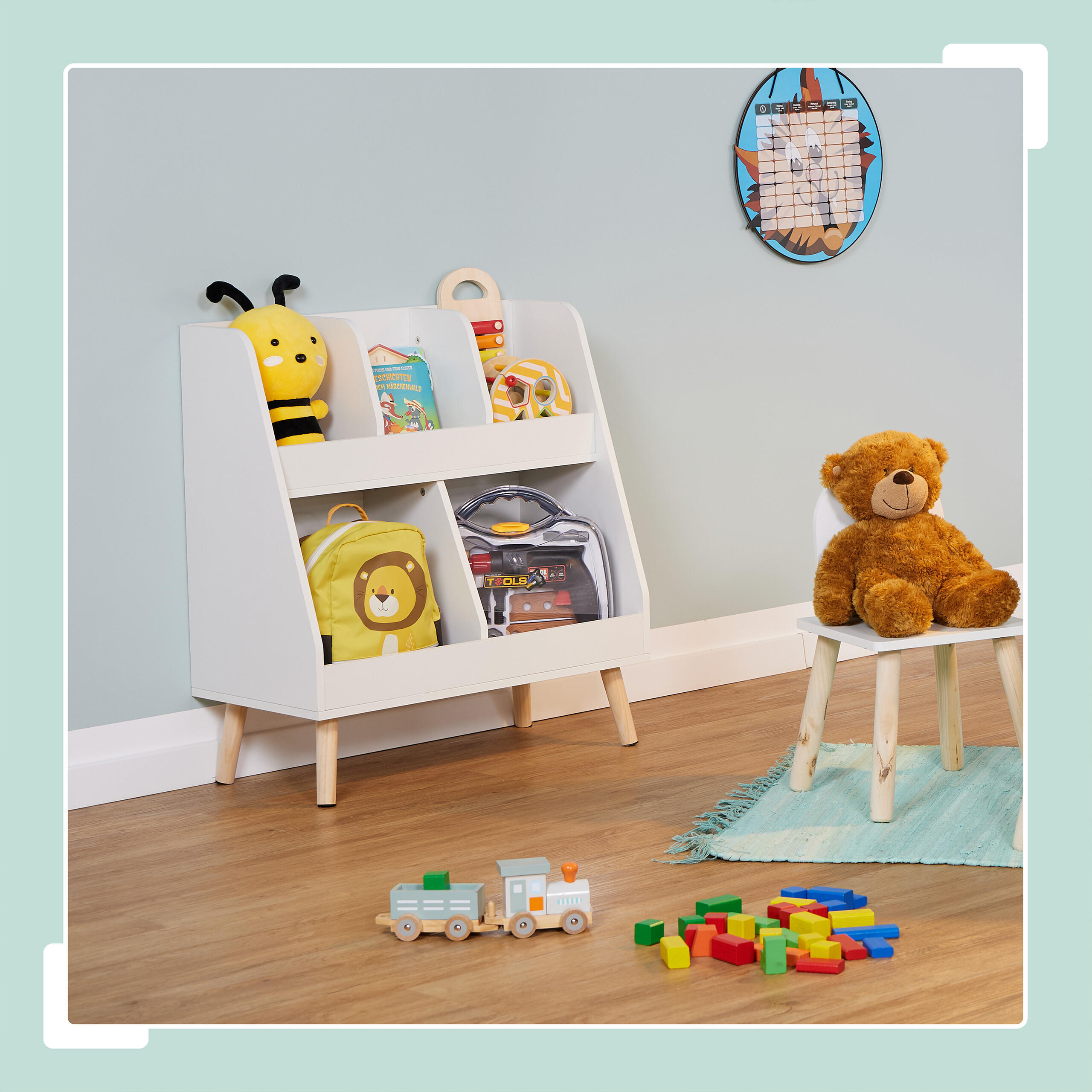 KINDERREGAL - Weiß, Holz/Holzwerkstoff (60/66/30cm) - Relaxdays