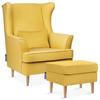 OHRENSESSEL STRALIS mit Sitzhocker, Gelb - Gelb, Textil (82/108/80cm) - KONSIMO®