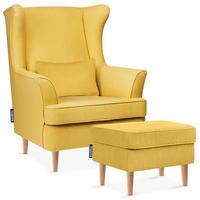 OHRENSESSEL STRALIS mit Sitzhocker, Gelb - Gelb, Textil (82/108/80cm) - KONSIMO®