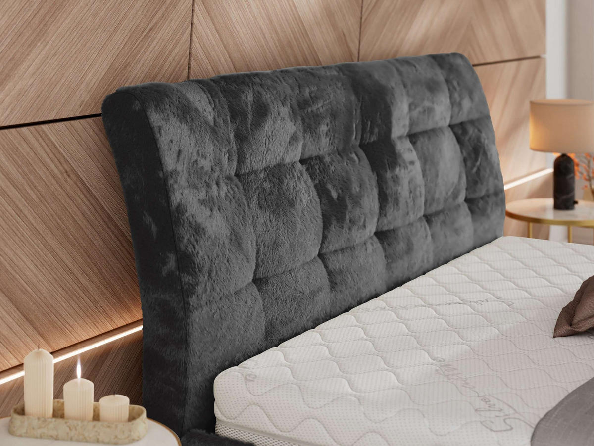 POLSTERBETT GALA CLASSIC 140/200 - Dunkelgrau Plüsch - ohne Matratze - Dunkelgrau, Textil (140/200cm) - MKS