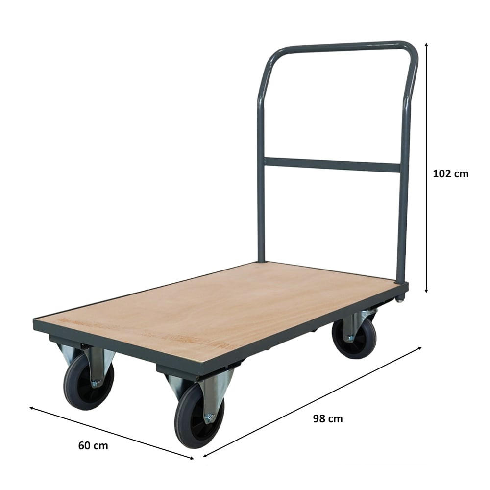 PLATTFORMWAGEN Profi HxBxT 102x60x98cm Traglast 450kg Grau - Grau, Holz (98/60/102cm) - PROREGAL