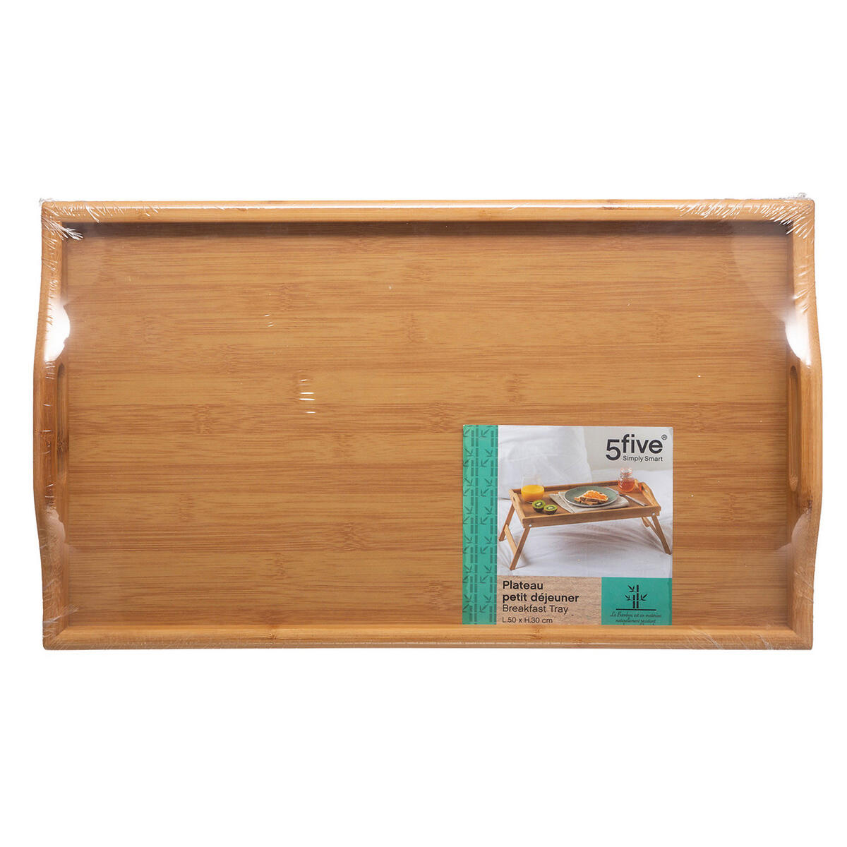 SERVIERTABLETT mit ausklappbaren Füßen, Bambus, 50 x 30 - Braun, Holz (30/6.5/50cm) - 5five Simply Smart