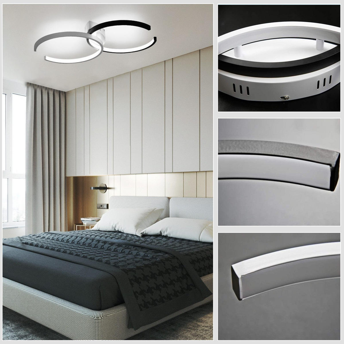 LED-DECKENLEUCHTE Dagmar 54/32/8.5 cm - Schwarz/Weiß, Metall (54/32/8.5cm) - Nettlife
