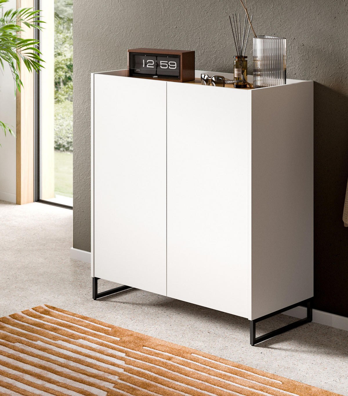 SCHUHSCHRANK weiß und Artisan Eiche, Schuhkommode 90 x 97 cm, Soft-Close - Schwarz/Weiß, Holzwerkstoff/Metall (90/97/38cm) - Inn.Furn