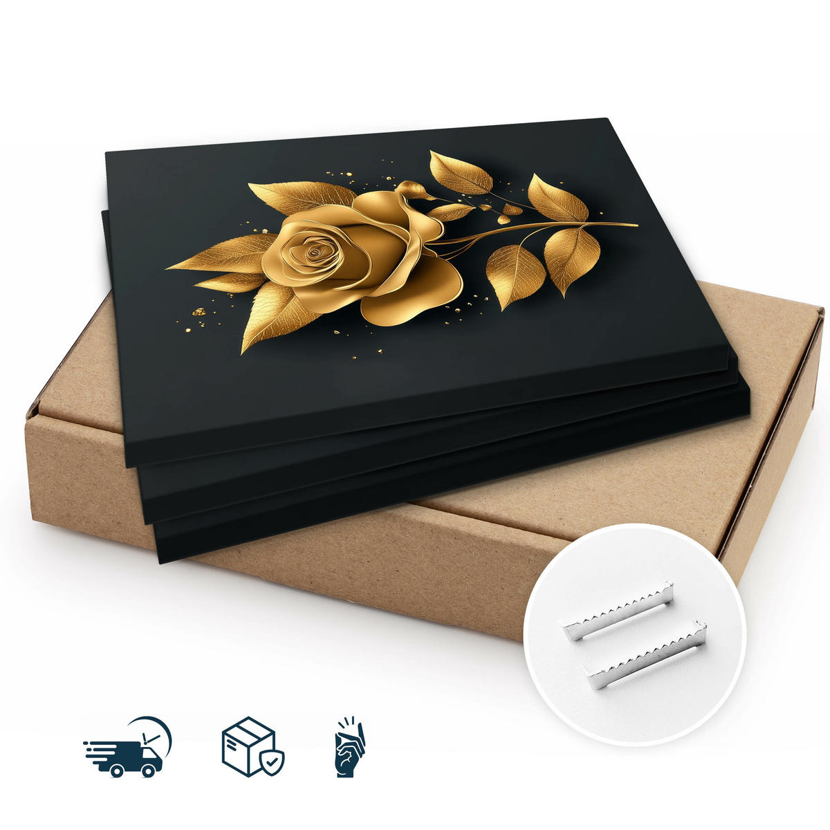 LEINWANDBILDER 3-es Set Rosen Blumen 3D - Beige/Schwarz, Textil (90/40cm) - Muralo