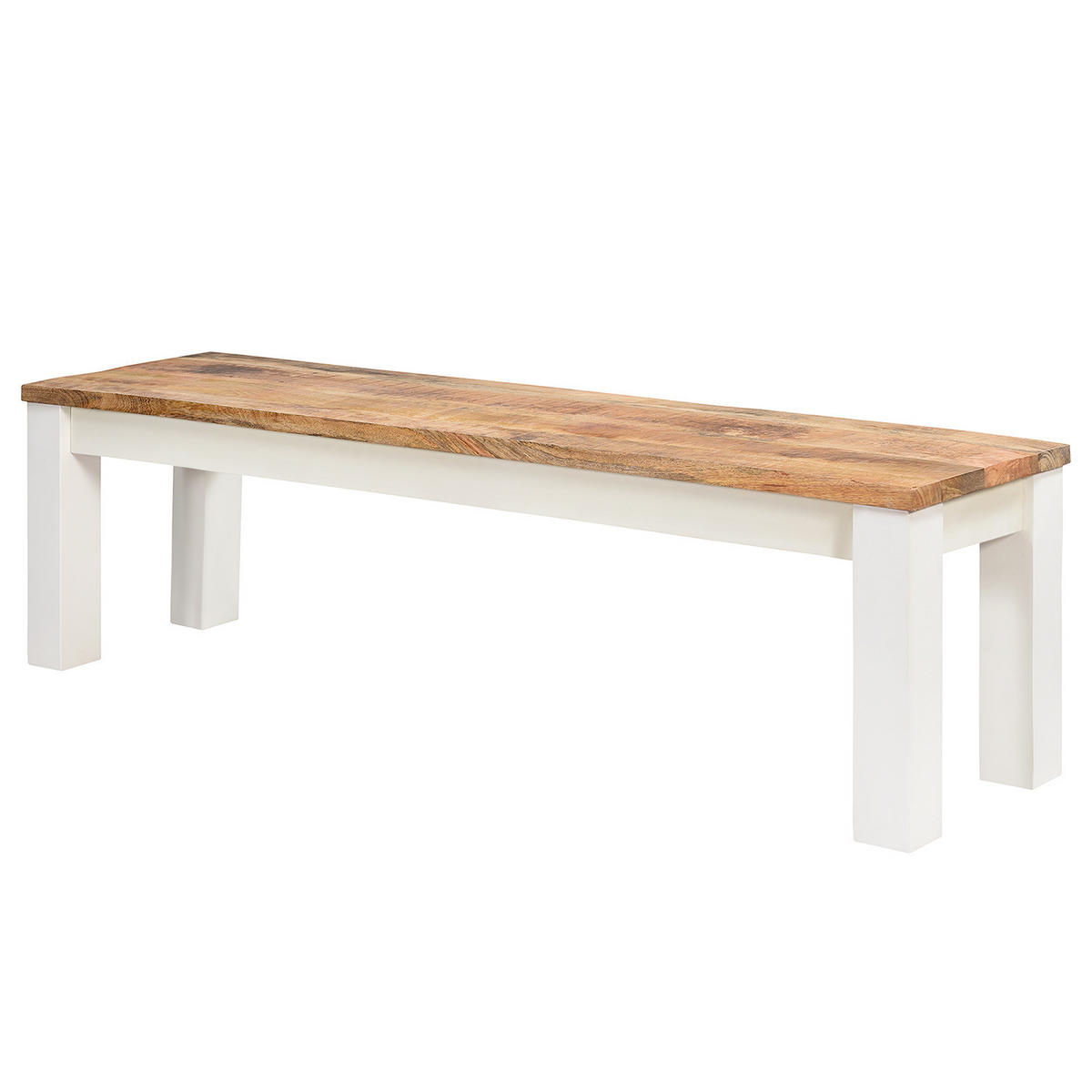SITZBANK - Mango massiv - Braun/Weiß, Holz (160/45/40cm) - home24