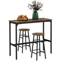 BARTISCH-SET 3-tlg. DE-08020 Industriedesign, mit 2 Barhockern Braun - Braun, Metall (40/90/105cm) - ComfortXL