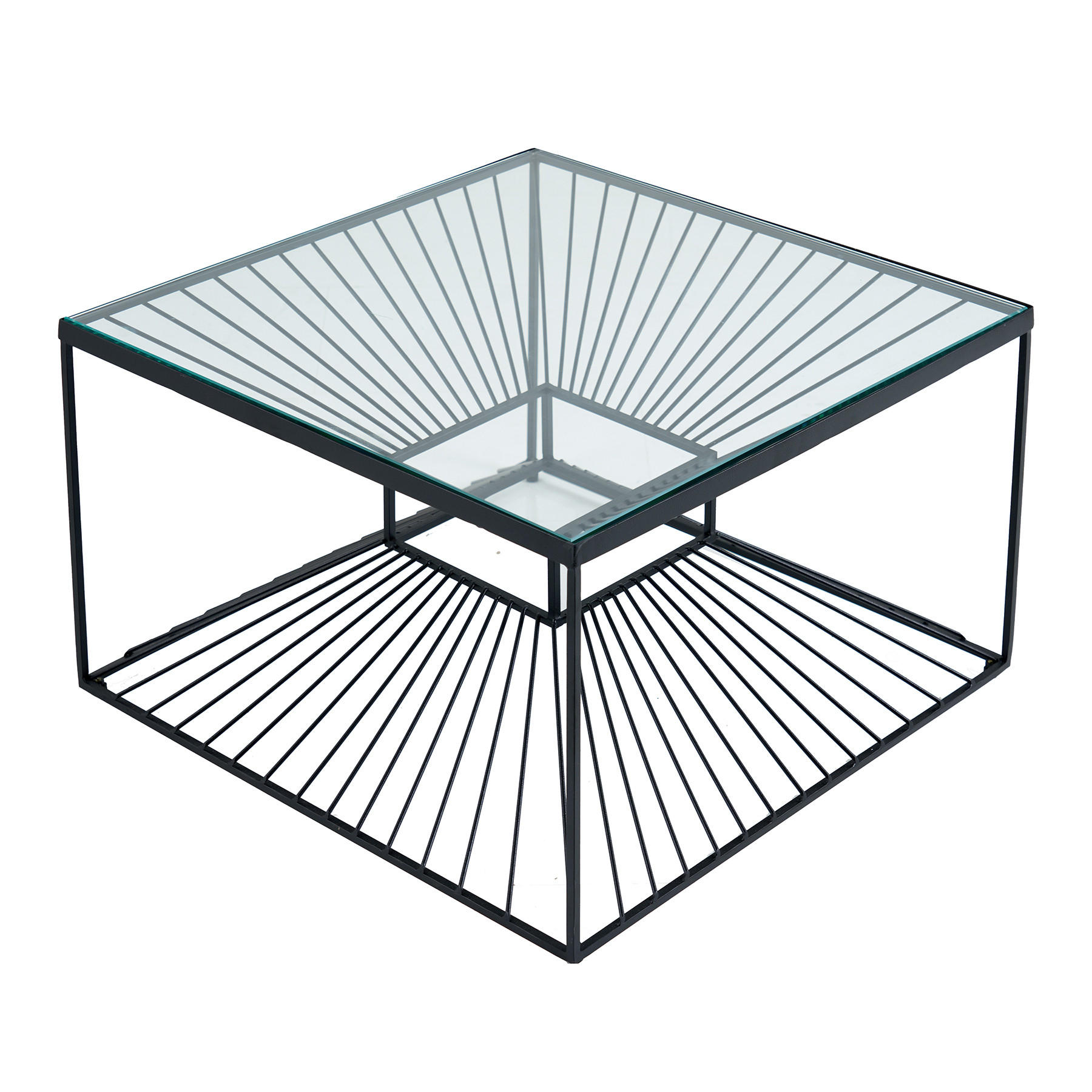 COUCHTISCH ILLUSION Glas Transparent 60 cm - Transparent/Schwarz, Glas/Metall (60/60/37cm) - riess-ambiente