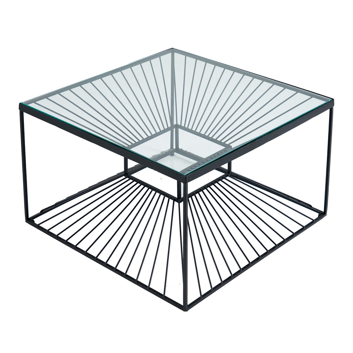 COUCHTISCH ILLUSION Glas Transparent 60 cm - Transparent/Schwarz, Glas/Metall (60/60/37cm) - riess-ambiente