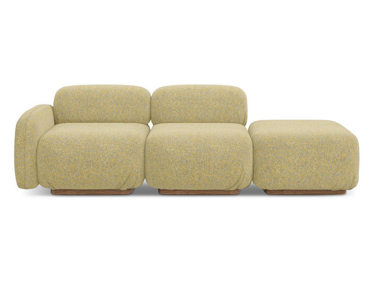 3-SITZER SOFA Rechts Strukturstoff Stoff Gelb - Currygelb/Gelb, Holz/Textil (258/73/95cm) - Makamii