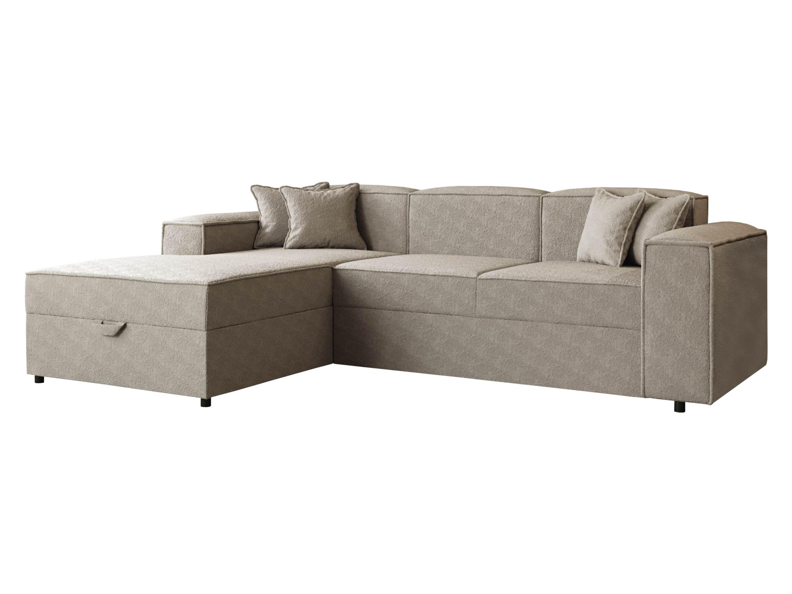 ECKSOFA Santos L, Seite: Links - Beige/Schwarz, Holzwerkstoff/Kunststoff (253/166cm) - MIRJAN24