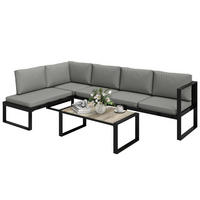 LOUNGEGARNITUR DE-13520 5 Personen, 2 Sofas, mit Tisch Dunkelgrau - Dunkelgrau, Metall - ComfortXL