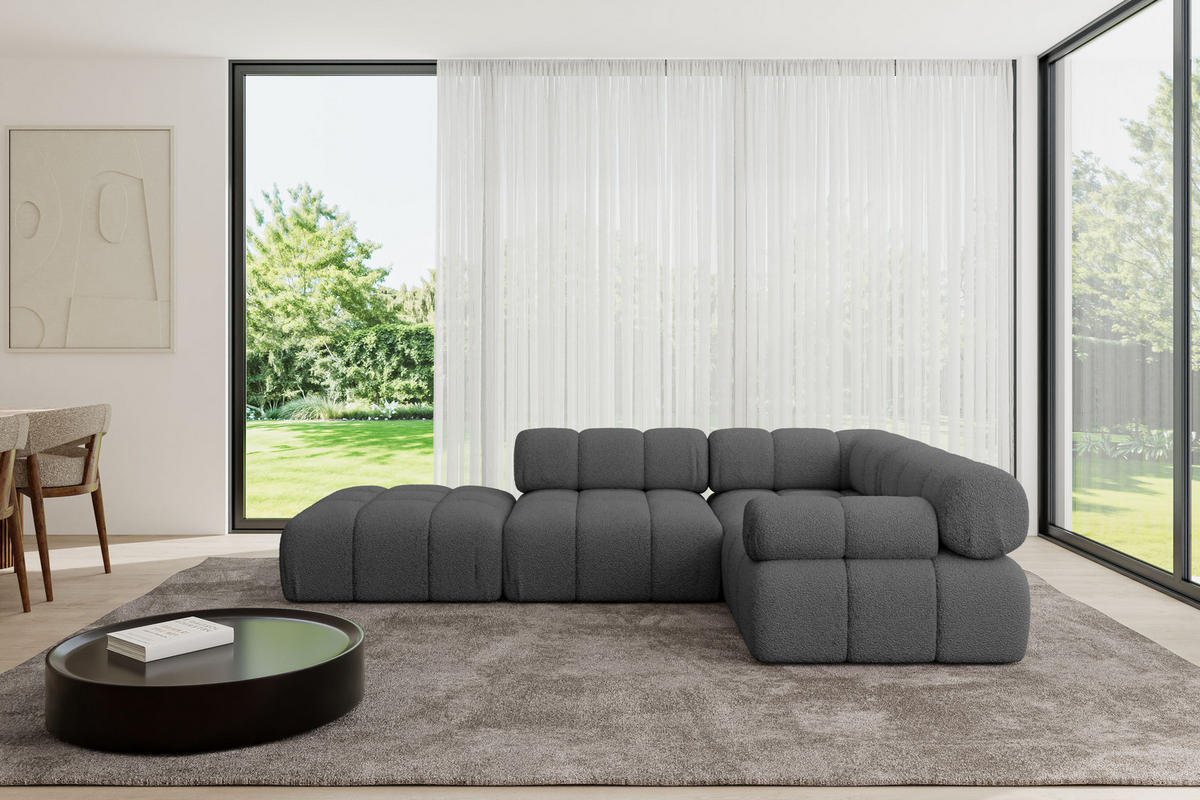 ECKSOFA modulares Sofa Felto-L1 - 285x190x70 cm Grau Bouclé - Grau, Holzwerkstoff/Textil (285/190cm) - ALTDECOR