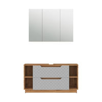 KOUPELNOVÝ NÁBYTEK Lotta Dub/šedá se strukturou dlaždic - šedá/barva dubu, kompozitní dřevo (119.2/62.5/35cm) - Vicco