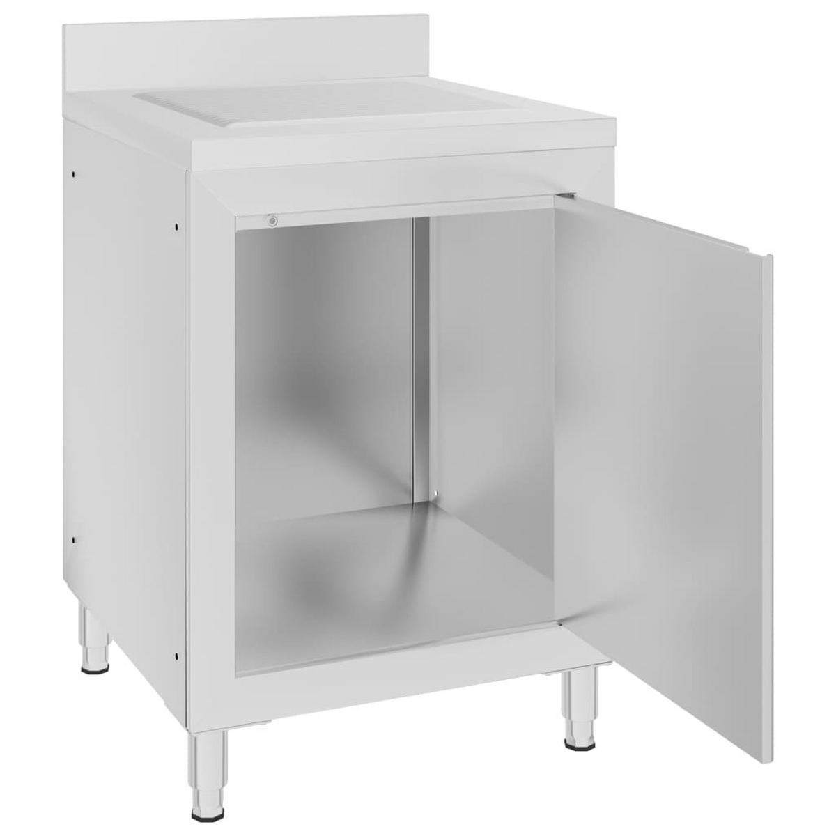 KÜCHENSCHRANK Gewerbe Mit Abtropffläche Edelstahl - Silberfarben, Metall (60/96/60cm) - vidaXL
