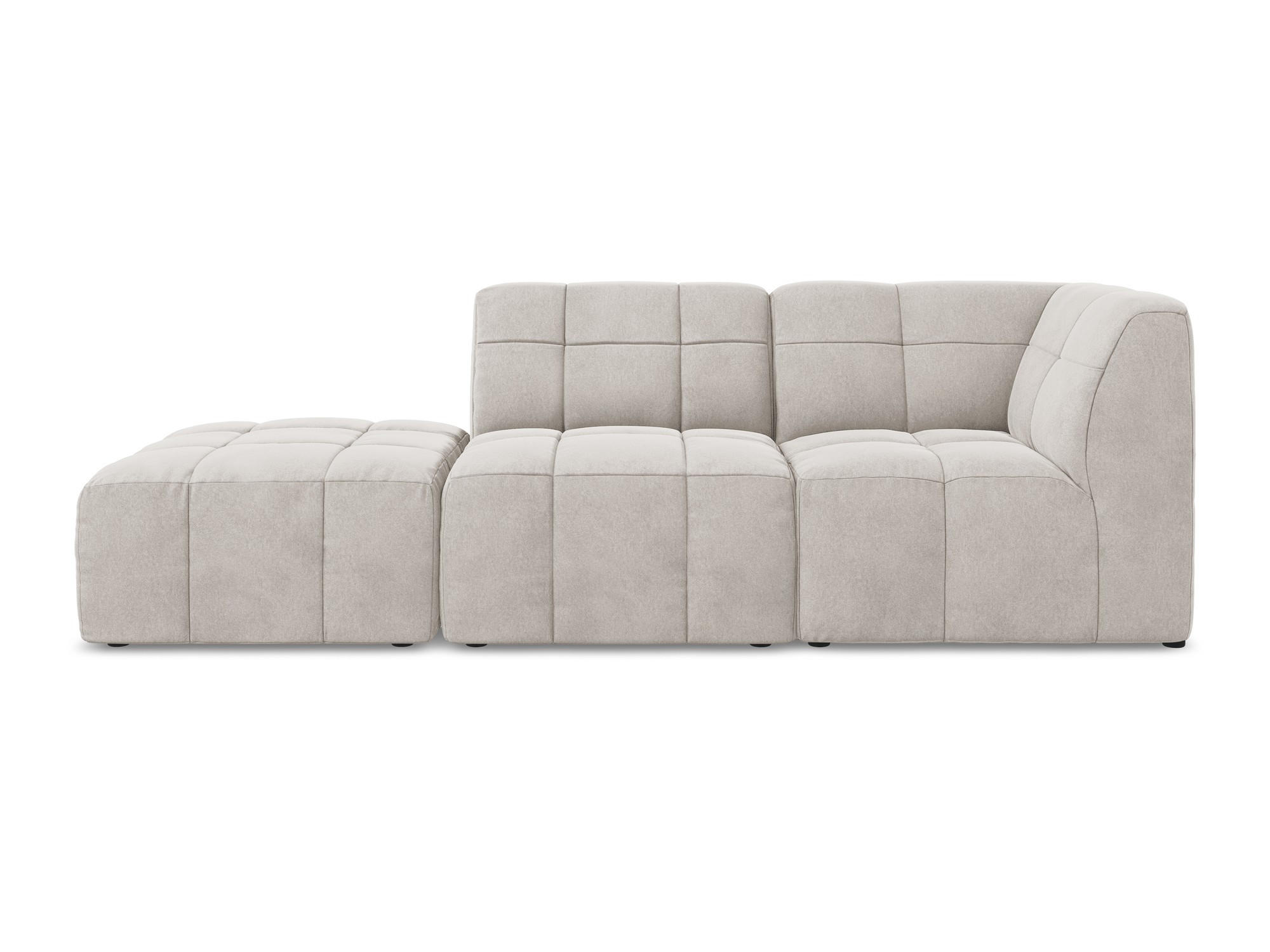 ECKSOFA Links Samt Stoff Beige - Creme/Schwarz, Holzwerkstoff/Kunststoff (240/90cm) - Makamii