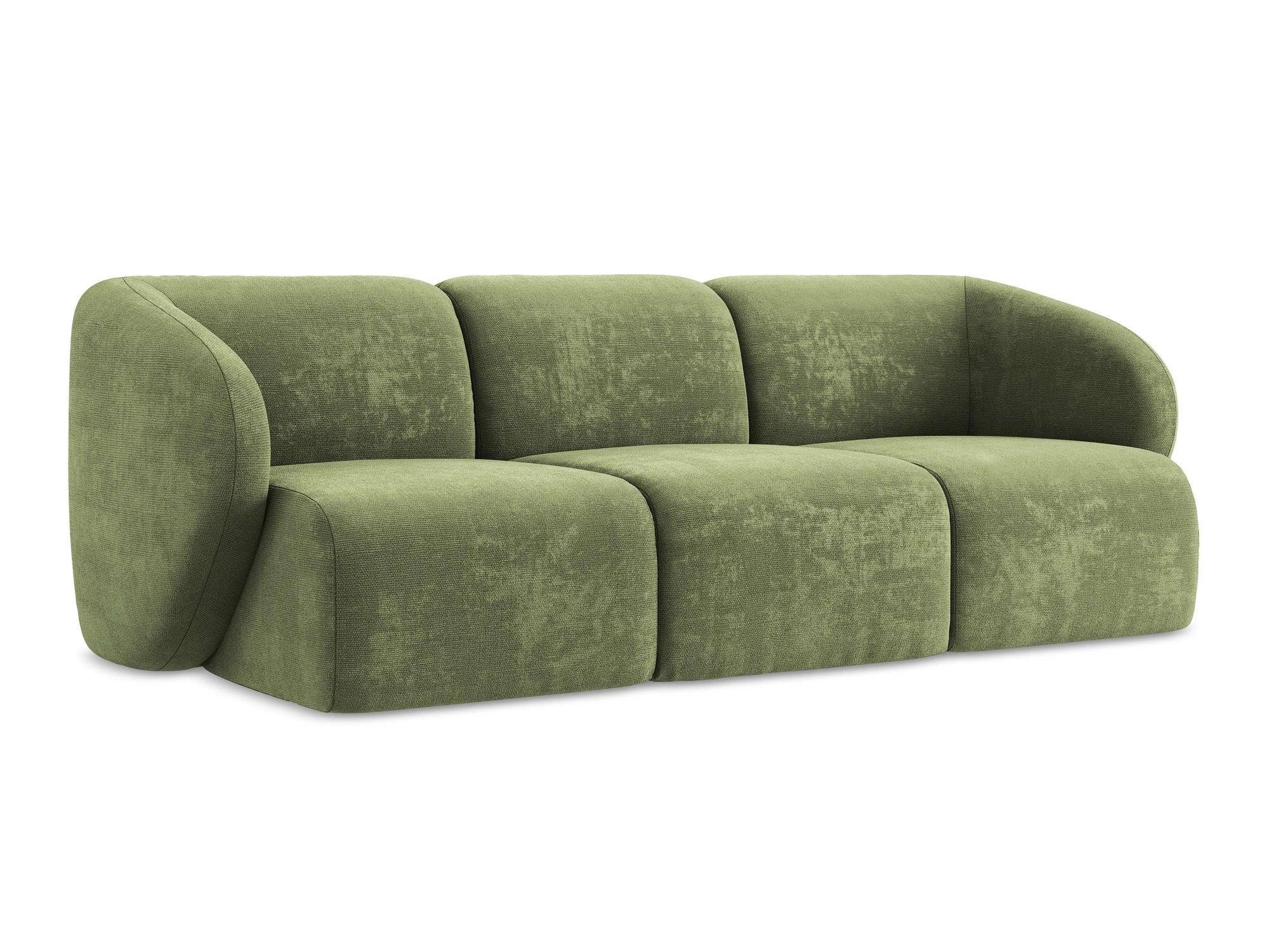 3-SITZER SOFA Chenille Stoff Grün - Schwarz/Grün, Holzwerkstoff/Kunststoff (244/75/94cm) - Makamii