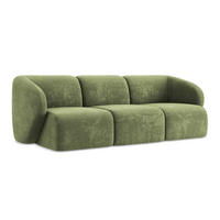 3-SITZER SOFA Chenille Stoff Grün - Schwarz/Grün, Holzwerkstoff/Kunststoff (244/75/94cm) - Makamii