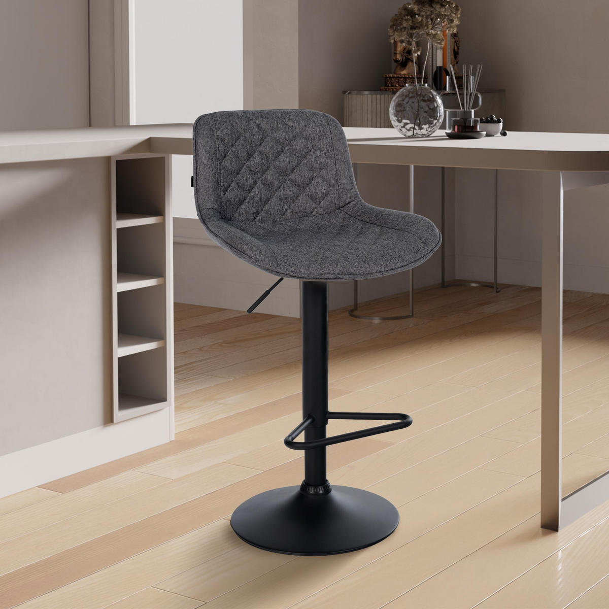 BARHOCKER Stoff Schwarz - Schwarz, Textil/Metall (50/84/52cm) - CLP