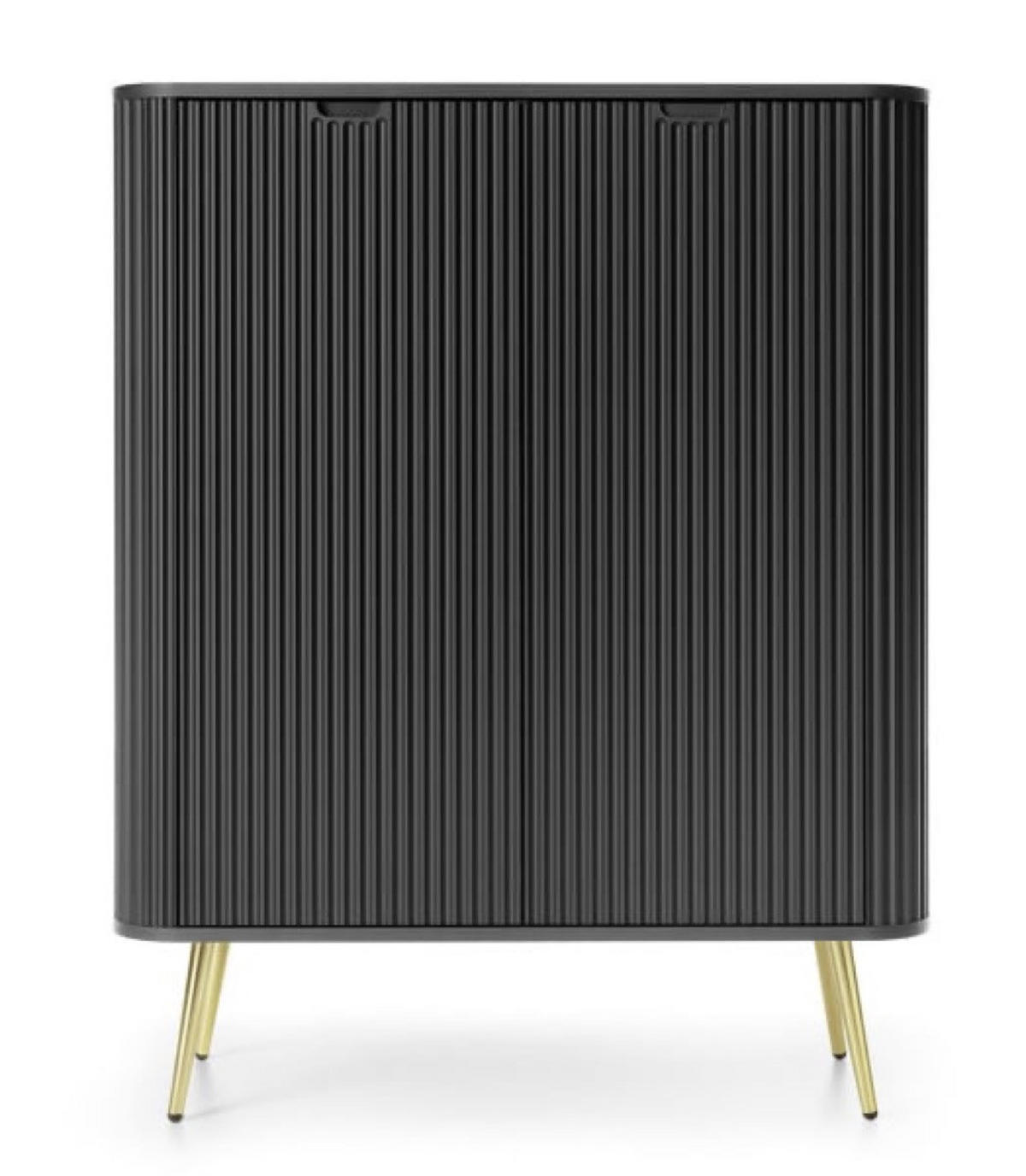 KOMMODE Schwarz K103 Hohe Gefräste Goldene Griffe - Schwarz, Holzwerkstoff (103/129/39cm) - Sepro Meble