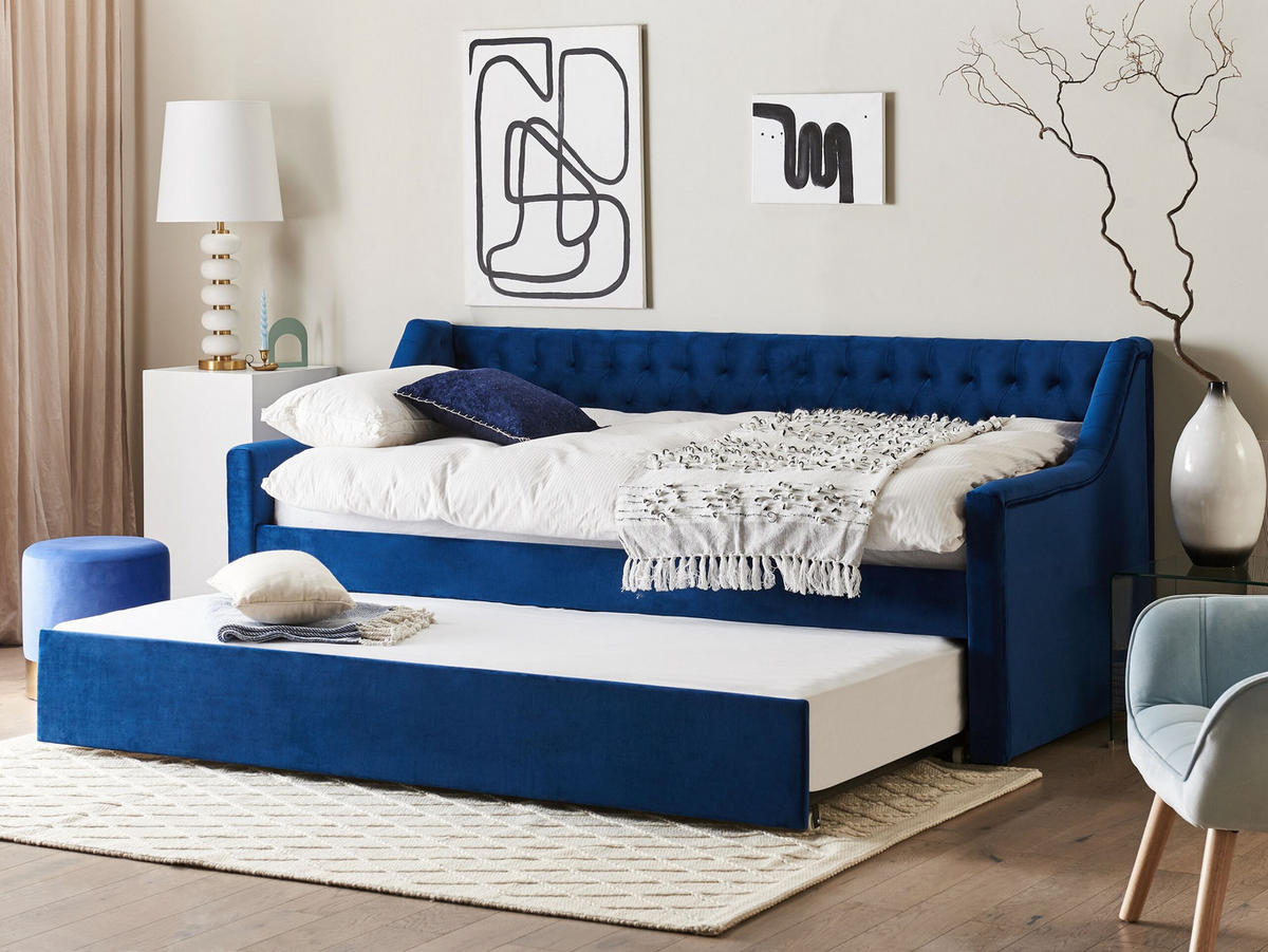 TAGESBETT 90/200cm Marineblau Montargis - Blau, Textil (90/200cm) - Beliani
