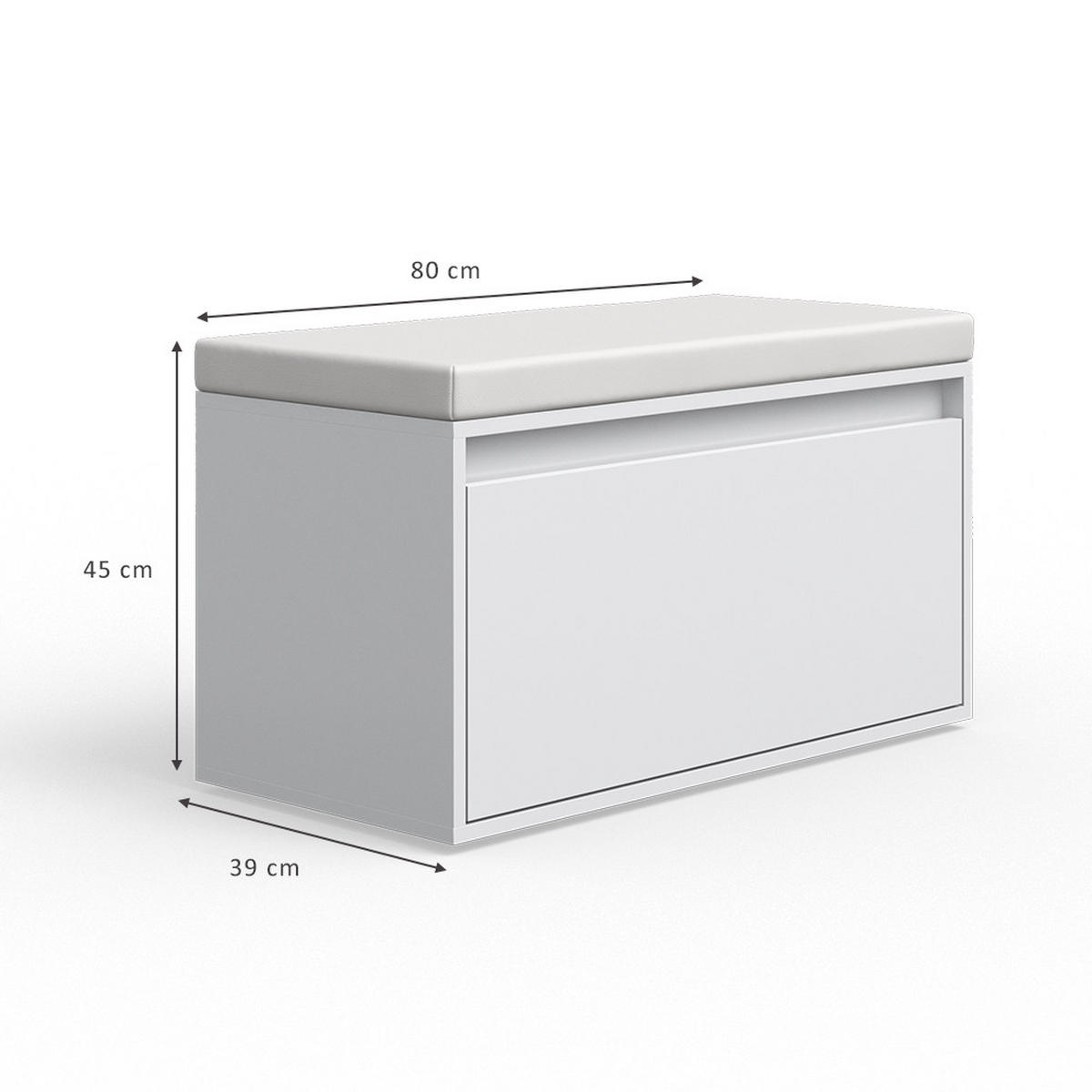 SCHUHBANK Iker Weiß 80 x 45 cm - Weiß, Holzwerkstoff (80/45/39cm) - Vicco