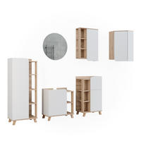 BADMÖBEL-SET Karen Sonoma/Weiß 6 Teile - Weiß/Sonoma Eiche, Holzwerkstoff (60/65/35cm) - Vicco