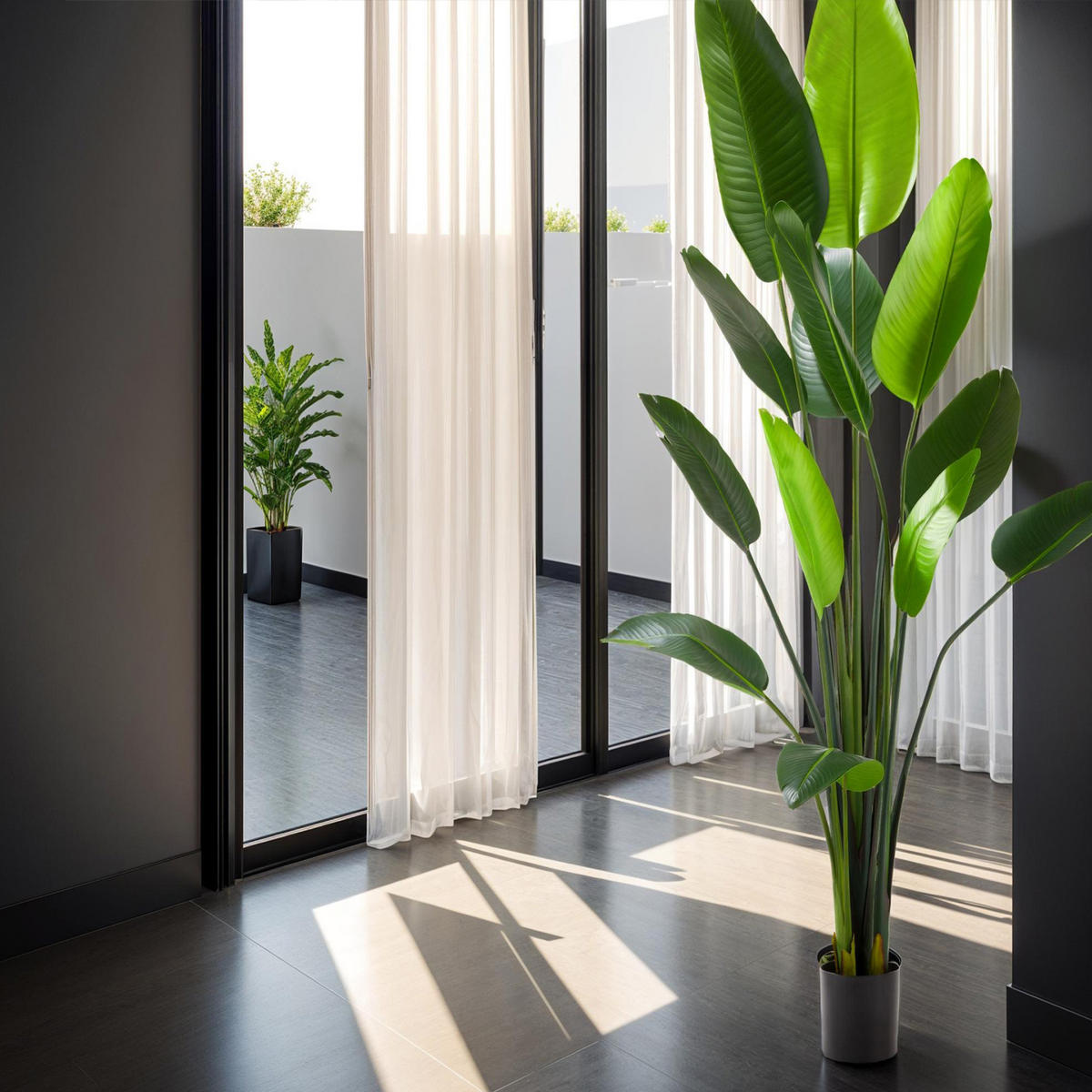 KÜNSTLICHER-PARADIESVOGELBAUM Tropic,stabiler Kunststoff-Blumentopf,grün - Grün, Kunststoff (180cm) - tectake