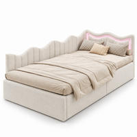 SCHLAFSOFA Teddy-Fleece mit LED-Beleuchtung und Aufbewahrungsraum - Weiß, Metall (97/75/213cm) - Joyfair