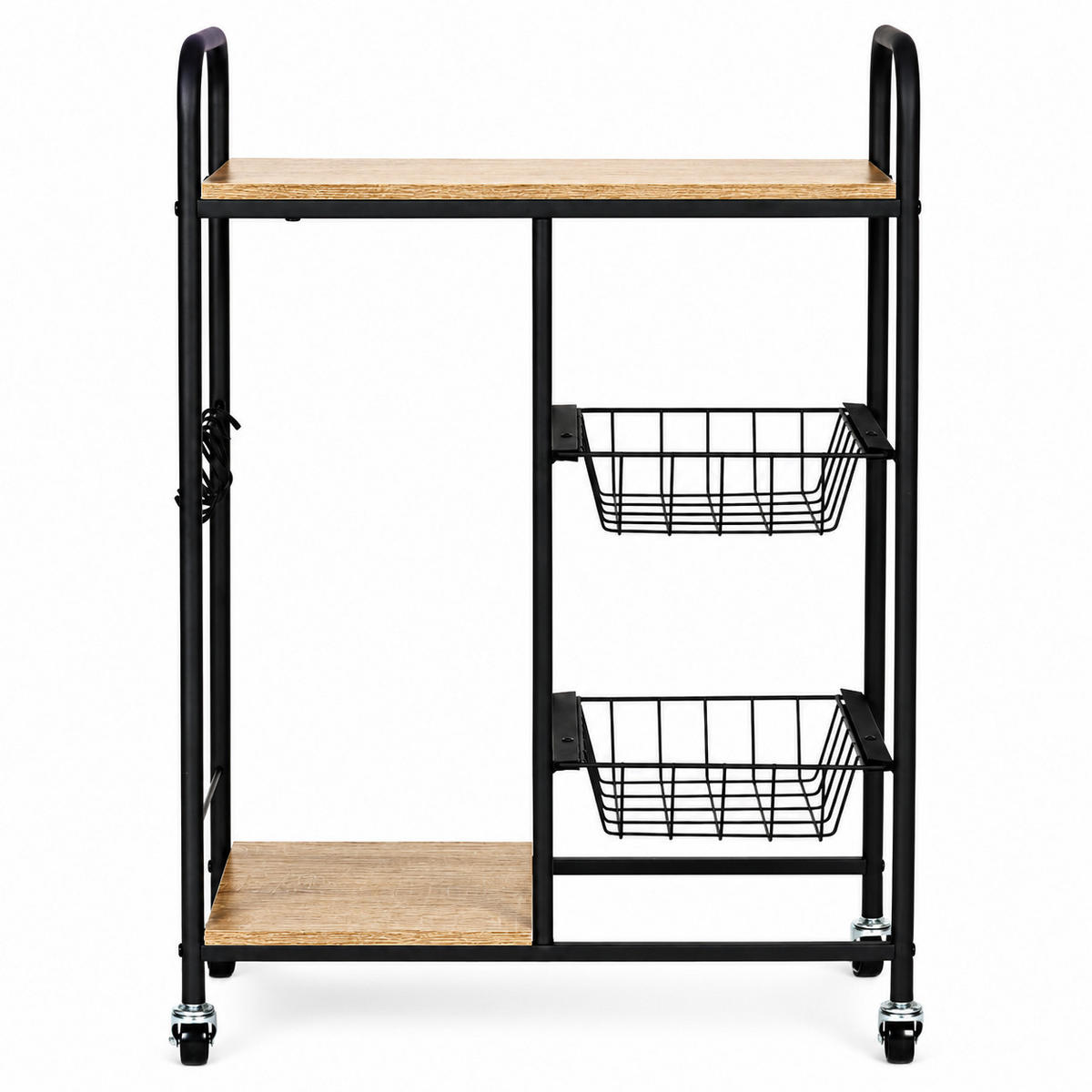 KÜCHENWAGEN TAVO Eichenoptik Schwarz - Schwarz/Braun, Holzwerkstoff/Metall (56.5/86.5/30cm) - Mat-Haus