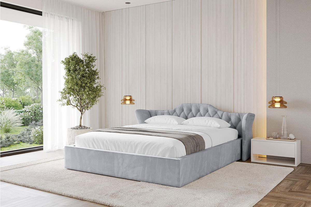 POLSTERBETT mit Bettkasten und Lattenrost, Boxbett ohne Matratze - ZORAN-V1 120x200 Hellgrau - Hellgrau, Holzwerkstoff/Textil (120/200cm) - ALTDECOR